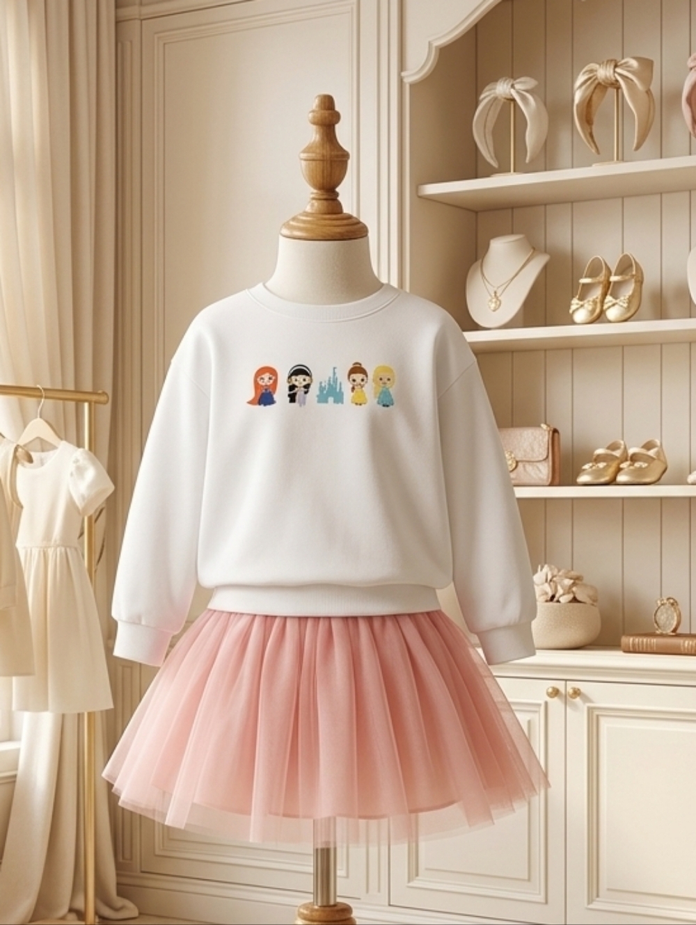 Abby & Evie Kids White and Pink Disney Princess Matching Set
